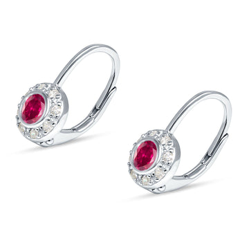 Leverback Round Hoop Earrings Simulated Ruby 925 Sterling Silver Wholesale